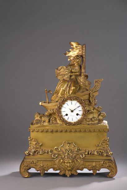 Romantic clock representing Virginie on a...