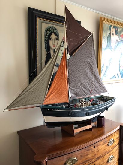 null Painted wooden ship model of the lobster boat CAMARET