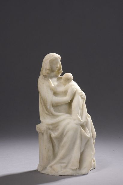 null Vierge à l'Enfant en marbre blanc. 


H. : 23 cm