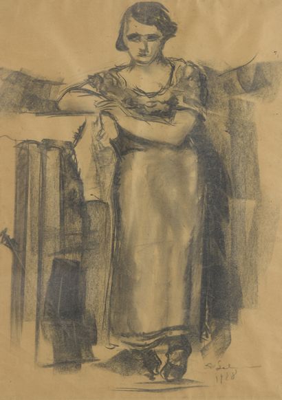 null Ecole du Xxè siècle


Jeune femme accoudée, 1928


Fusain sur papier.


Signé...