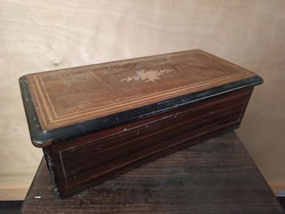 null Music box with 4 tunes. Blackened wood case and rosewood top.


19th century


13...