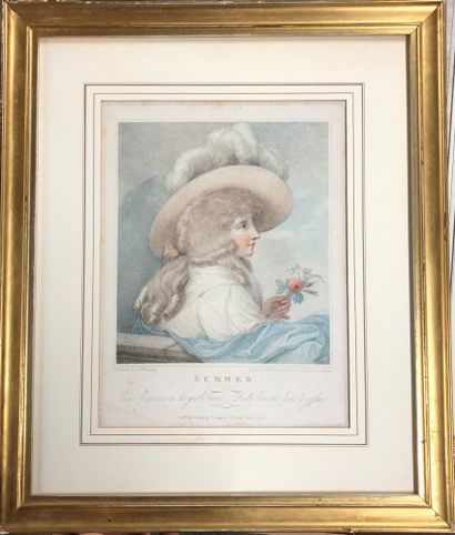 null Lot including :


- Shepherd and shepherdess


An English engraving in colours


Stains...