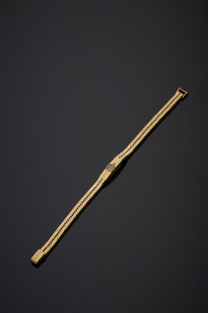 JAEGER - Montre de poignet pour dame en or jaune 18K 750‰, cadran miniature, fond...