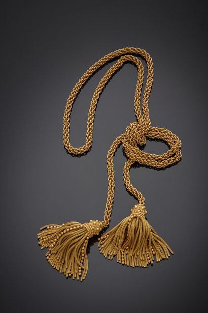 null HERMES Paris - Bayadère necklace in 18K yellow gold 750‰, fitted with two tassels...