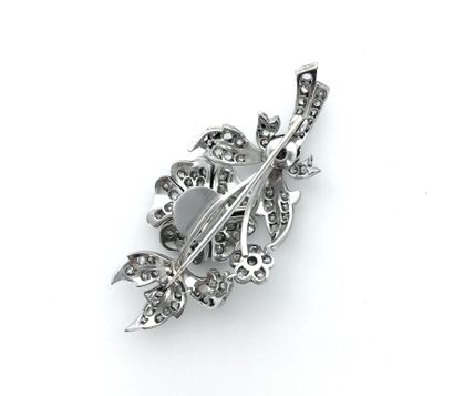 null Brooch representing a flower called trembleuse in white gold 18K 750/1000th...