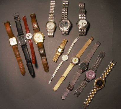 null Lot de 13 montres de poignet, pour femme et pour homme, de différentes marques...
