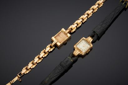 null Lot comprenant deux montres de poignet pour dame, en or jaune 18K 750‰, boîtes...