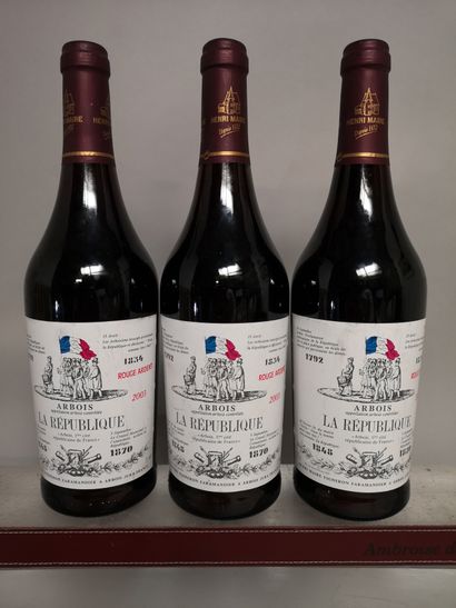 null 3 bottles ARBOIS " La République" Rouge Ardent - Henri Maire 2003