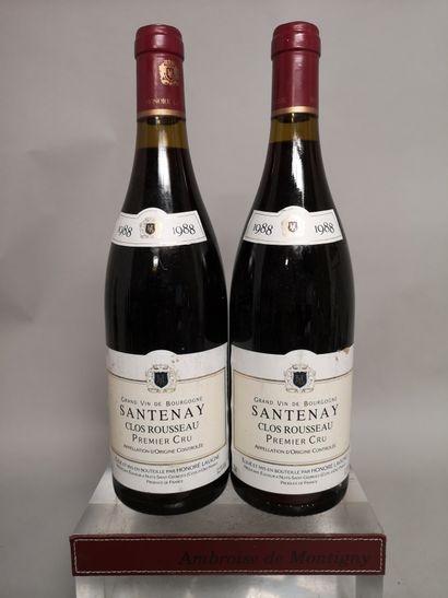 null 2 bouteilles SANTENAY 1er Cru "Clos Rousseau" - Honoré LAVIGNE 1988 

Étiquettes...