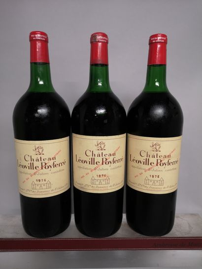null 3 magnums Château LEOVILLE POYFERRE - 2nd GCC Saint Julien 1976 

Slightly stained...