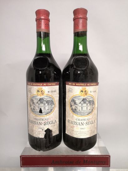 null 2 bottles Château RAUSAN SEGLA - 2nd GCC Margaux 1967 

Slightly stained and...