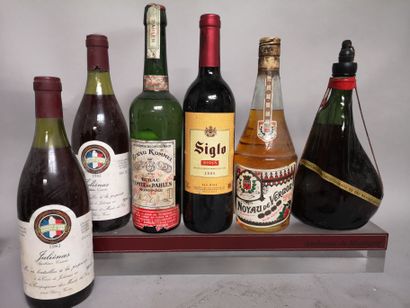 null 6 bouteilles 2 ALCOOLS et 4 VINS DIVERS A VENDRE EN L'ETAT 

KUMMEL, NOYAU de...