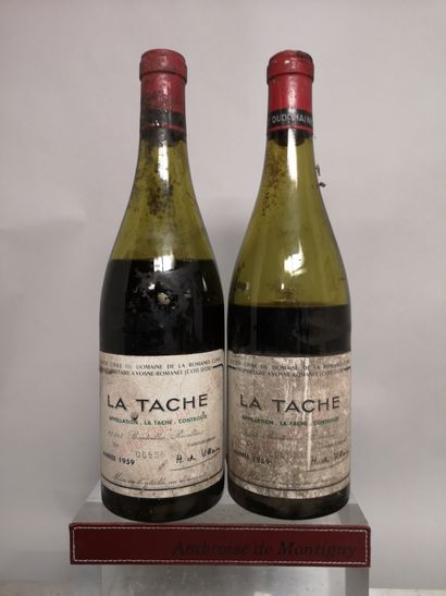 null 2 bottles La TACHE Domaine de la ROMANEE CONTI 1959 FOR SALE AS IS 

Stained...