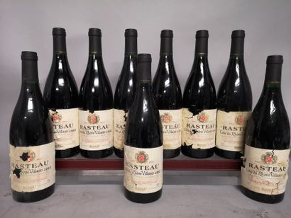 null 9 bouteilles CÔTES du RHONE VILLAGES - Caves de RASTEAU 1998 

Étiquettes tachées...