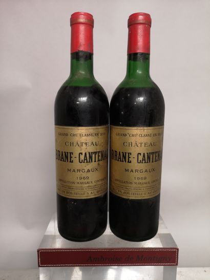 null 2 bouteilles Château BRANE CANTENAC - 2e Gcc Margaux 1969 

Étiquettes légèrement...