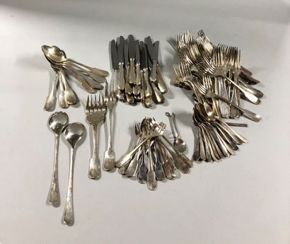 null Mannette of cutlery and parts of service out of silver plated metal of which...