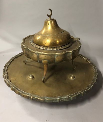 null Lot including 

- A large silver and gilt metal incense burner with openwork...