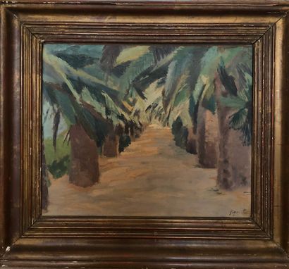 null Edmond SIGRIST (born 1947)

The alley of palm trees

Oil on paper mounted on...