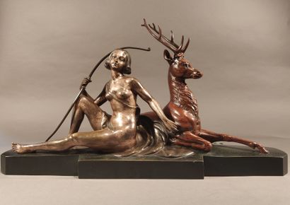 null MORANTE (c.1882-1960)

Diana with a stag, circa 1933

Bronze with triple patina,...