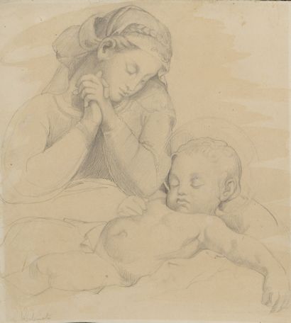 null Attribué à Luigi CALAMATTA (1801 - 1869) 

La Vierge et l’Enfant endormis

Au...