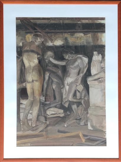 null Stéphane BELZERE (1963)

A sculpture workshop, 1989

Mixed media on paper 

Signed...