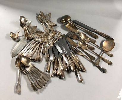  Mannette of cutlery and parts of service out of silver plated metal of which Christofle...