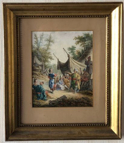 null French school of the 19th century 

Gallant scene; The sultan and his tent 

Two...