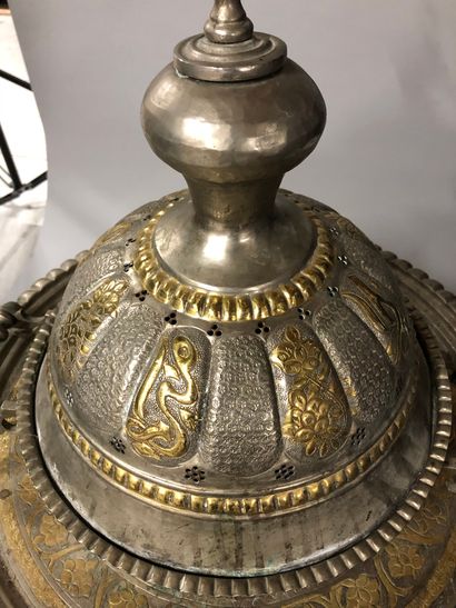 null Lot including 

- A large silver and gilt metal incense burner with openwork...