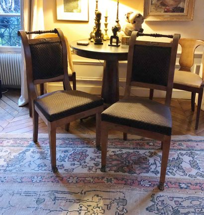Pair of mahogany and mahogany veneer chairs...