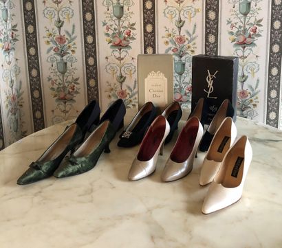 null Six pairs of pumps: one of Christian DIOR, two of Salvatore FERRAGAMO, one of...