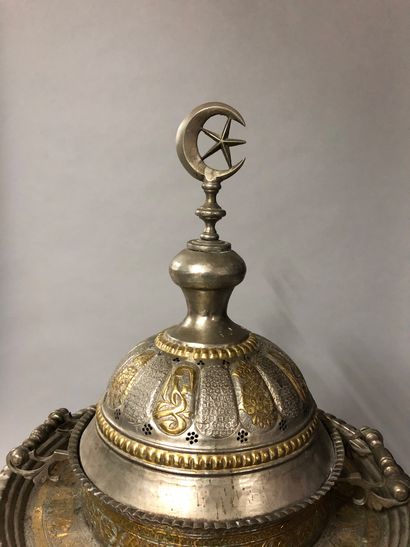 null Lot including 

- A large silver and gilt metal incense burner with openwork...