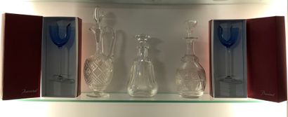 Lot including three engraved glass and crystal...