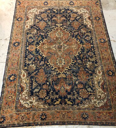 Large Persian carpet with blue and orange...