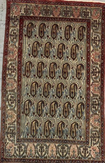 Persian carpet decorated with semis of botehs,...