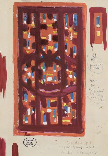 Jean LEGROS (1917-1981) Untitled, Chalo Saint Mars, 1957 
Two gouaches on paper....