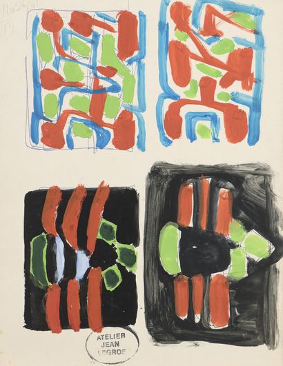 Jean LEGROS (1917-1981) Untitled, 1957 to 1961 
Seven gouaches on paper. 
Studio...