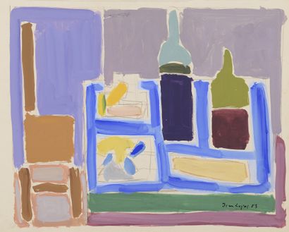 Jean LEGROS (1917-1981) Still life, Mondeville, 1953 
Gouache on paper. 
Signed and...