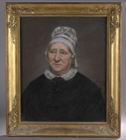  19th century FRENCH SCHOOL 
Portrait of an elderly woman wearing a lace headdress,...