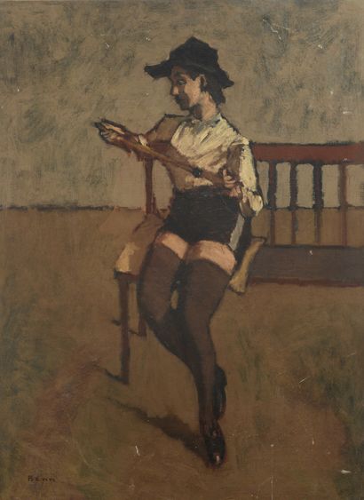 null BENN (1905-1989)

Young woman with stockings 

Oil on canvas. 

Signed lower...