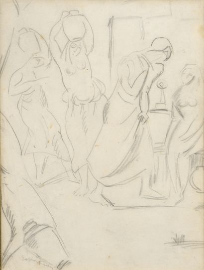  Attributed to Emile OTHON FRIESZ (1879-1949) 
Study for Women at the Fountain, Portugal...