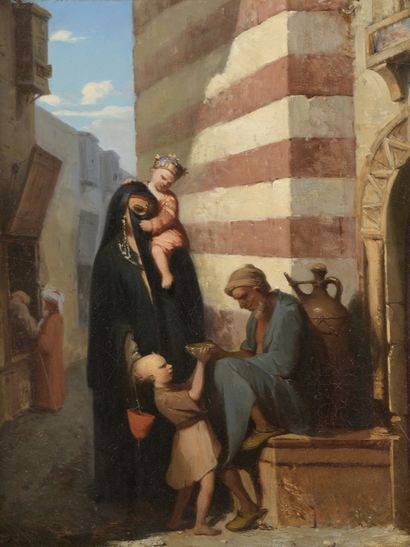 null Louis-Vincent FOUQUET (1803-1869)

Young child offering water to a beggar in...