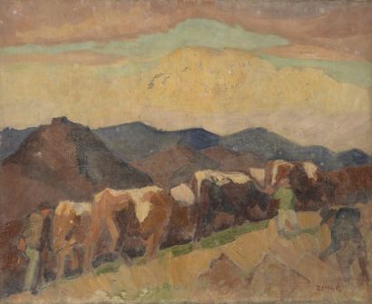 null Jules Émile ZINGG (1882-1942)

The return from the fields at dusk 

Oil on canvas....