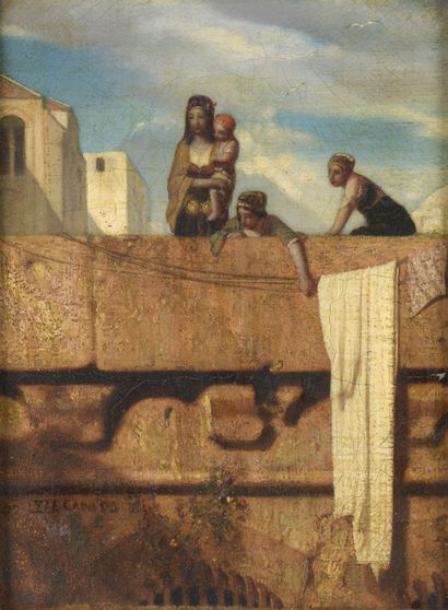 null 
Alexandre Gabriel DECAMPS (1803-1860)
Femme et enfants au balcon
Huile sur...