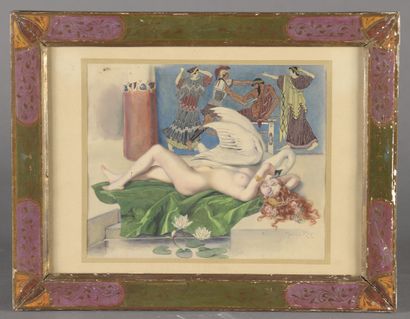 null Maurice RAY (1863-1938)

Leda and the swan

Watercolor signed lower right.

21,5...
