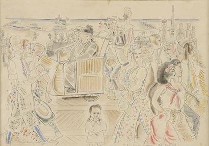 null CHAS-LABORDE (1886-1941) 

Walk on Coney Island, New York

Watercolor.

Signed...