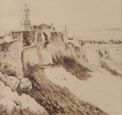null Pierre LABROUCHE (1876-1956)

Church and fortress

Sepia wash.

Signed lower...