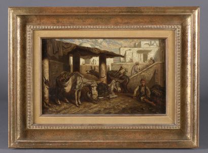 null ORIENTALIST school

Donkeys and characters

Oil on canvas. 

Apocryphal signature...