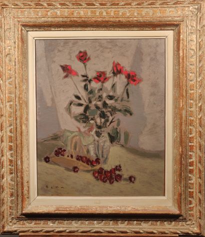 null BENN (1905-1989)

Vase of roses 

Oil on cardboard. 

Signed lower left. 

46...