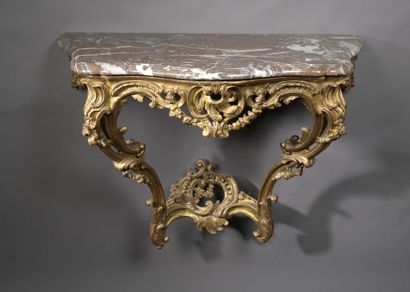 CONSOLE OF APPLIQUE in carved and gilded...