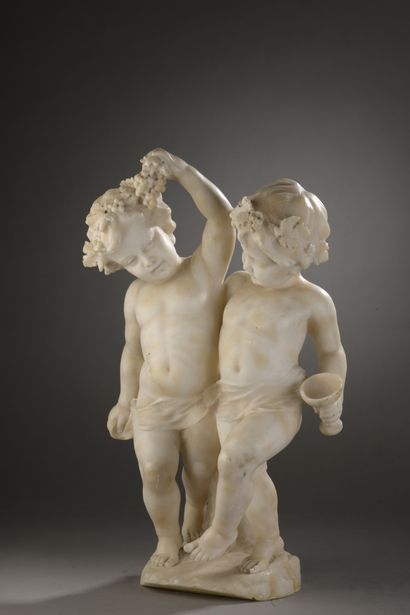 null École ITALIENNE du XIXe siècle

Deux jeunes bacchantes

Groupe sculpté en albâtre.

Petits...